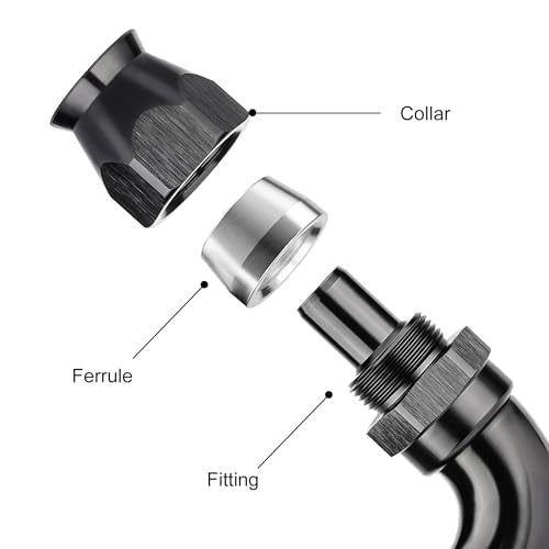8AN 150 Degree PTFE One Piece Full Flow End Hose Fitting Aluminum Black (8AN / 150 Degree)