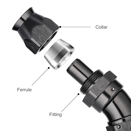 8AN 30 Degree PTFE One Piece Full Flow End Hose Fitting Aluminum Black (8AN / 30 Degree)