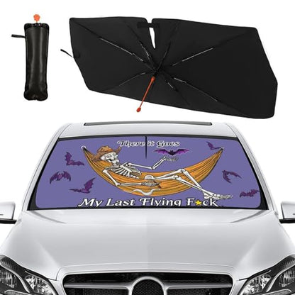 Funny Skeleton Skull Car Windshield Sunshade Umbrella Sun Visor (57X31 Inch / styled45f-8)