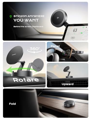 Magnetic Car Mount Charger Lite Qi2 15W Fast Wireless Charging (Black)
