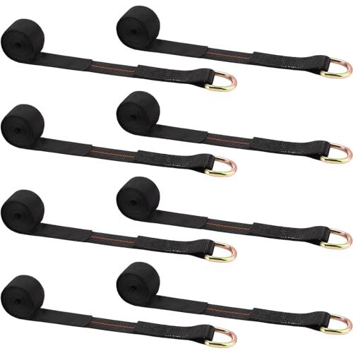 8 Pack Lasso Tow Truck Straps with D Ring 11 (2" X 8 ft / Black)