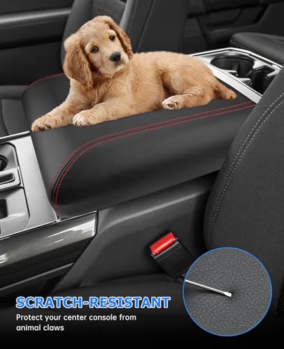 Center Console Cover for 2025 2026 Ford F150 Accessories Interior 2021 2022 2023 2024 Car Middle Arm Rest Armrest Lid Seat Cover Protector Elbow Cushion Pad (red stitches / 2021-2026)