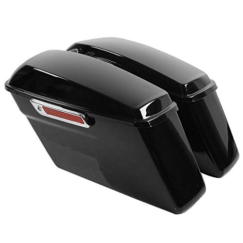 Motorcycle Saddlebags with Chrome Conversion Brackets Fit For Harley Softail Deluxe Heritage Softail 1984 (Vivid Black W/ Chrome Latches)