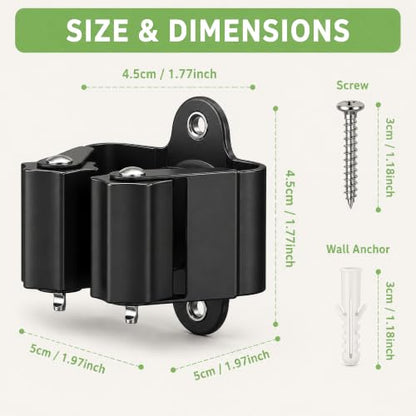 Broom Holder Wall Mount 20 Pack (20 / Black)