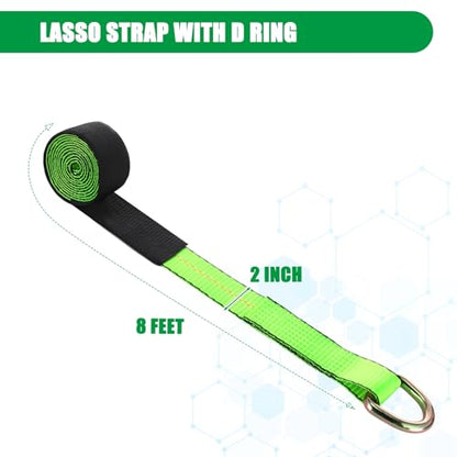 8 Pack Lasso Tow Truck Straps with D Ring 11 (2" X 8 ft)