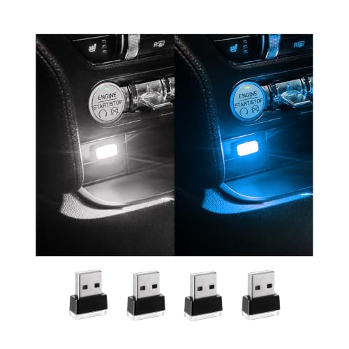 4 PCS USB LED Car Interior Atmosphere Lamp (White & Ice Blue)
