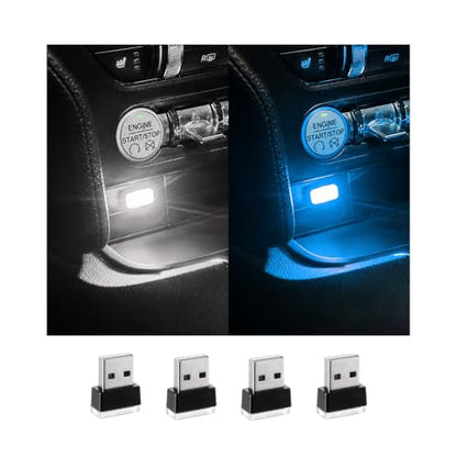 4 PCS USB LED Car Interior Atmosphere Lamp (White & Ice Blue)