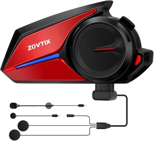 Motorcycle Helmet Headset 8 Riders Communication System X8 Intercom with Music Sharing (Single Pack / Red Single Pack)