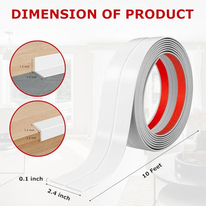 Wall Corner Protector Peel and Stick Corner Trim Molding (2.4 In x 10 Ft / White)