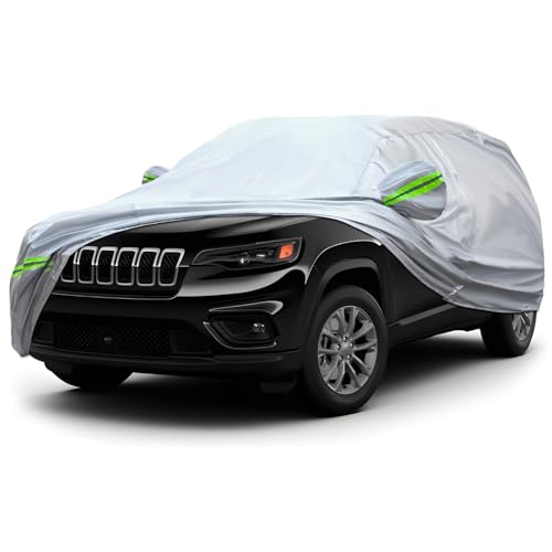 6 Layer Full Car Cover is All (Green reflective strip / 12/ S-M For SUVs-Length ( 181"-190" ))