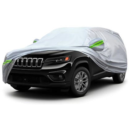 6 Layer Full Car Cover is All (Green reflective strip / 12/ S-M For SUVs-Length ( 181"-190" ))