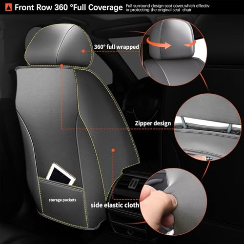 Seat Covers Fit for Toyota Camry (015-Black & Gray / 5PCS Full Set)