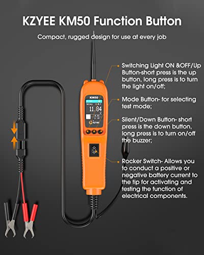 KM50 Power Circuit Probe & Automotive Circuit Tester with Live Waveform (Orange)
