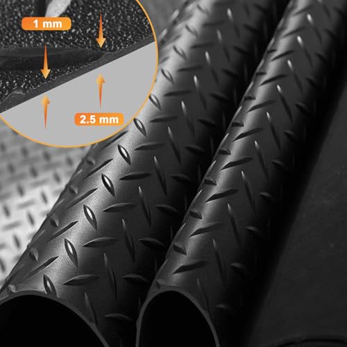 2.5mm Thickened 5Ft x 7.5Ft Garage Floor Mat Rubber Flooring Roll (5Ft x 7.5Ft--Black)