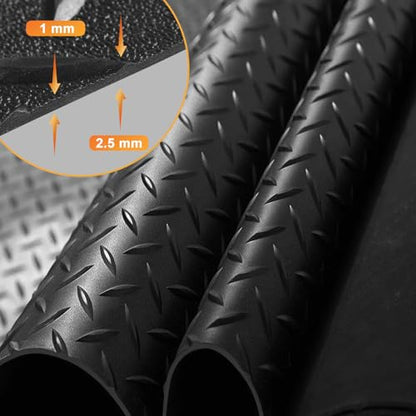 2.5mm Thickened 5Ft x 7.5Ft Garage Floor Mat Rubber Flooring Roll (5Ft x 7.5Ft--Black)
