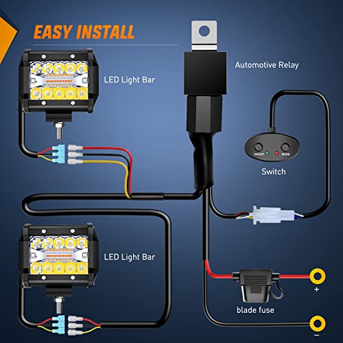 4inch Amber White Strobe 6 Modes 60W LED Pod Light (Amber&White 2PCS 6 Modes with Wiring Harness / Led Pods)