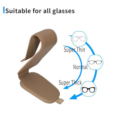 2 Packs Magnetic Sunglass Holder for Car Visor (Beige / 2pcs)