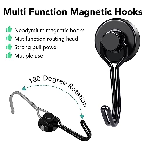 Magnetic Hooks 6 Pack 40Lbs Heavy Duty Neodymium Magnet Hook (Black / 0.78×1.89 in)