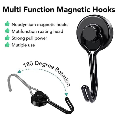 Magnetic Hooks 28 Pack 40Lbs Heavy Duty Neodymium Magnet Hook (Black / 0.78×1.89 in)