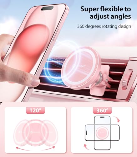 for MagSafe Car Mount [Strongest Magnet Power] Car Phone Holder (Pink)