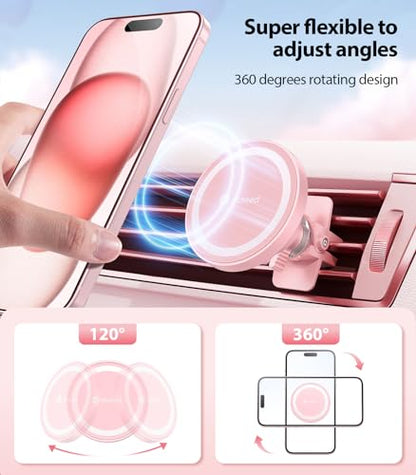 for MagSafe Car Mount [Strongest Magnet Power] Car Phone Holder (Pink)