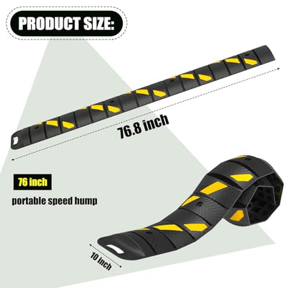 Portable Speed Bump 76x10x2in Foldable Reflective (76.7"x10"x1.8")