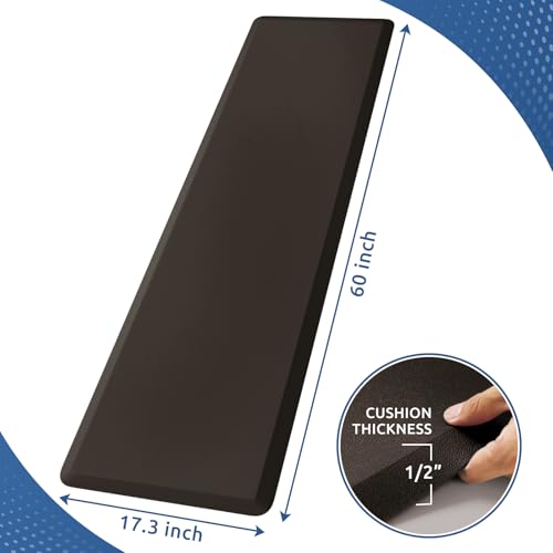 Kitchen Mat Cushioned Anti Fatigue Rug Standing and Comfort Floor Mats (Chocolate / 60"L x 17.3"W x 0.5"Th)