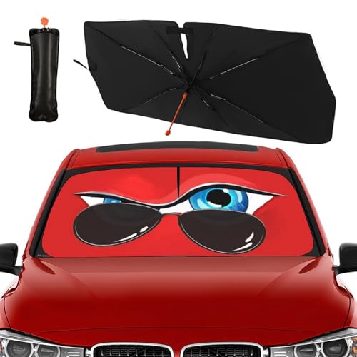 Funny Eye Print Car Sunshade Umbrella Retractable Sun Shade for Car Windshield Umbrella Heat Insulation Protection UV Block Front Window Covers for Auto Sedan SUV Pickup Windshield Sunshades (One Size / Style2)
