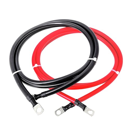 2 AWG Battery Cables 2 Gauge Pure Copper Battery Inverter Cables with 3 (5FT / 3/8")