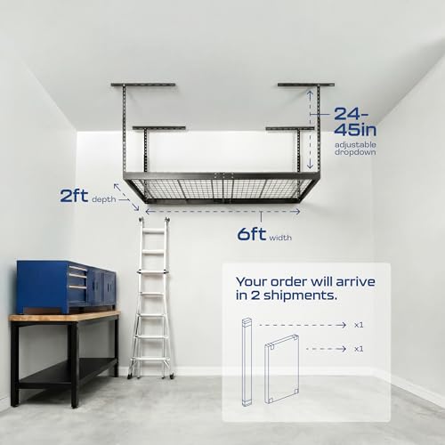 MonsterRax 2x6 Overhead Garage Storage Rack (Hammertone / 24"-45")