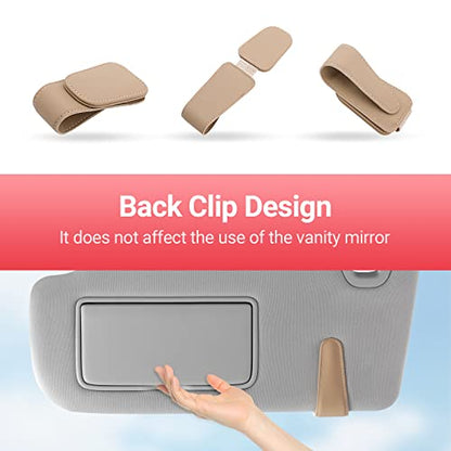 Sunglass Holder for Car Sun Visor Sunglasses Clip Car accessories (Beige)