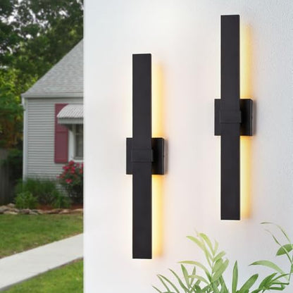 2 Pack Modern Outdoor Wall Light Exterior Black LED Patio Wall Light Fixture 27.2" Exterior Wall Sconce Outdoor Porch Lights for House (Black / 27.2 inch-2 Pack)