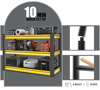 48" W Garage Shelving Heavy Duty (48"W×18"D×39"H / Yellow)