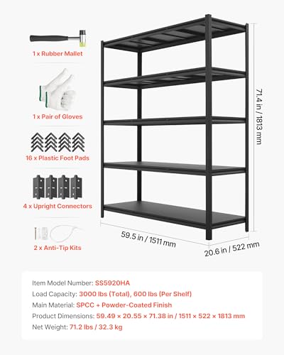 Garage Shelving (20" D x 59" W x 71.4")