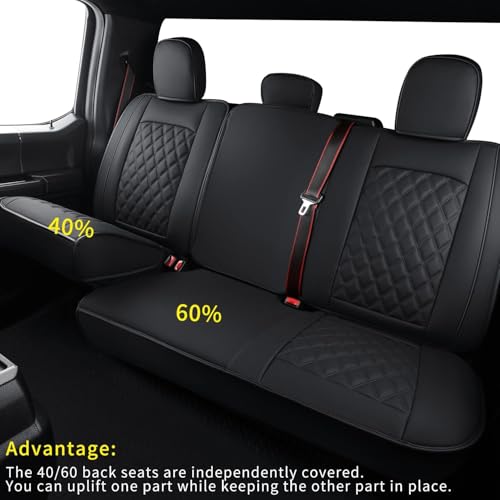 F150 Faux Leather Seat Covers Fit for 2015 ((2015-2026) Full Set / Black)