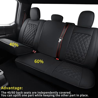 F150 Faux Leather Seat Covers Fit for 2015 ((2015-2026) Full Set / Black)