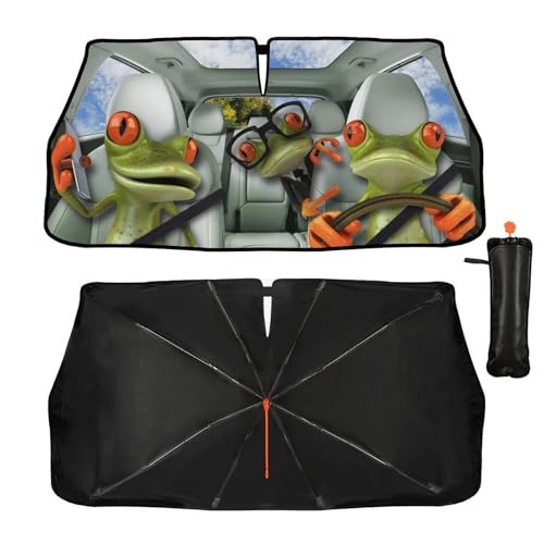 Funny Frog Car Windshield Sun Shade Umbrella Style Sunshade Fun (57'' X 30'' / style-AB11)