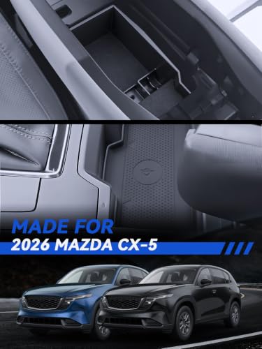 for CX5 Center Console Organizer & Wireless Charging Pad Mats 2026 Mazda CX5 Accessories Non (for 2026 Mazda CX-5)