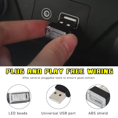4 PCS USB LED Car Interior Atmosphere Lamp (Yellow)
