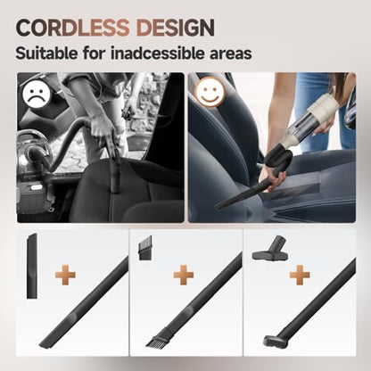 Car Vacuum Handheld Car Vacuum Cleaner Cordless with Brushless Motor (Beige)