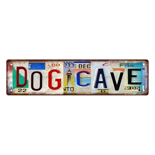 DOG CAVE SPACE Metal Tin Street Sign Bar Cafe Garage Cave Home Room Wall Bathroom Farmhouse Garden Porch Patio Decor (DOG CAVE)