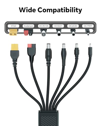 Car Charging Cable Compatible with Jackery Anker EcoFlow 16AWG Car Cigarette Lighter Charger to 6 in 1 Cable Cigarette Lighter Charging for Portable Power Station