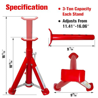 Foldable Jack Stands 3 Ton (3 Ton Foldable Jack Stands / Red)