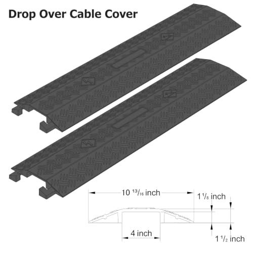 2 Pack 40" Rubber Floor Cable Cover (Black / Wide Width)