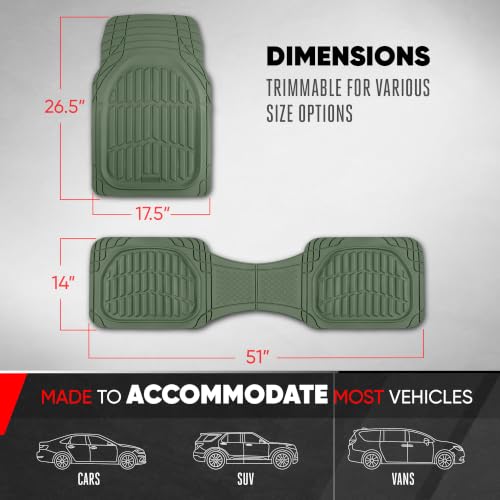 Green Rubber Car Mats Full Set (Full Set Lite (Sedan, Compact) / Green)