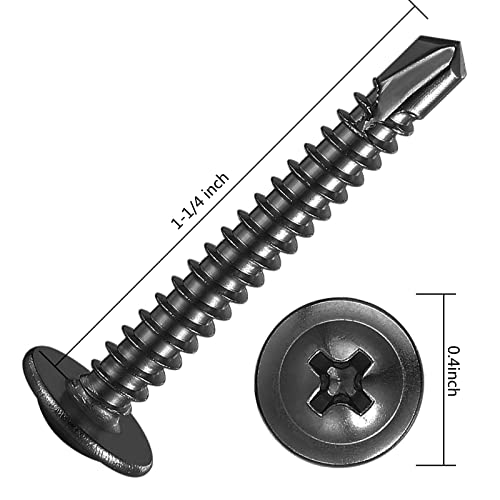 150Pcs)#8×1-1/4” for Sheet Metal Self-Tapping Screws 410 Black Stainless Steel Truss Head High-Strength Quick Tapping (#8X1-1/4" / Black)