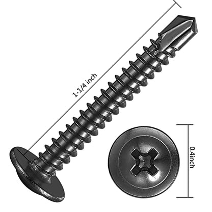150Pcs)#8×1-1/4” for Sheet Metal Self-Tapping Screws 410 Black Stainless Steel Truss Head High-Strength Quick Tapping (#8X1-1/4" / Black)