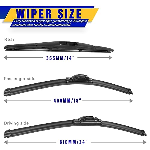 3 Wipers Fits Subaru Legacy (24"+18"+14")