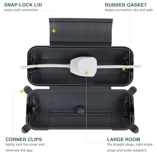Outdoor Extension Cord Safety Cover (Gray / Medium Box: 9.5" L x 3" W x 2.9" H)