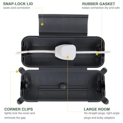 Outdoor Extension Cord Safety Cover (Gray / Medium Box: 9.5" L x 3" W x 2.9" H)